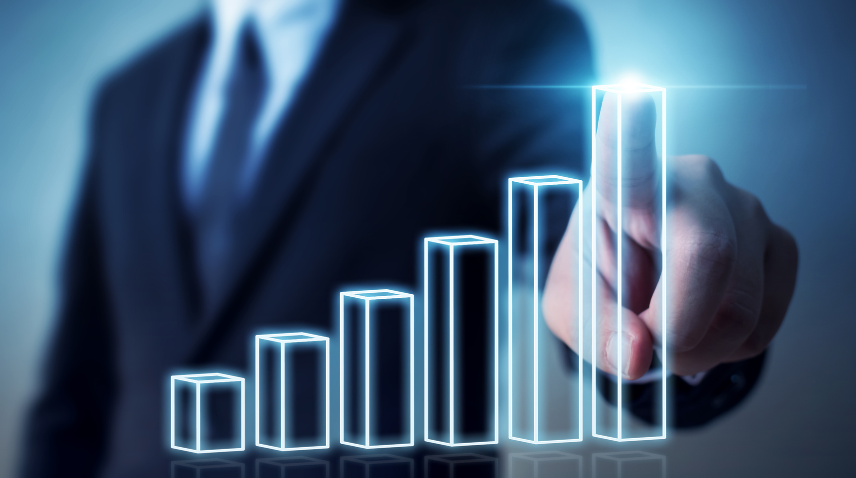 Business development to success and growing annual revenue growth concept, Businessman pointing graph corporate future growth plan